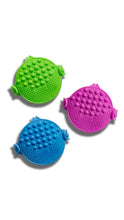 Palmat makeup brush cleaning pad in green, purple and blue